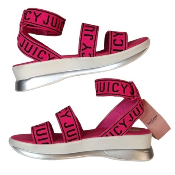 Juicy Couture Hot Pink Impulse Strappy Velcro Platform Sandals Size 8 NWT - Picture 14 of 16